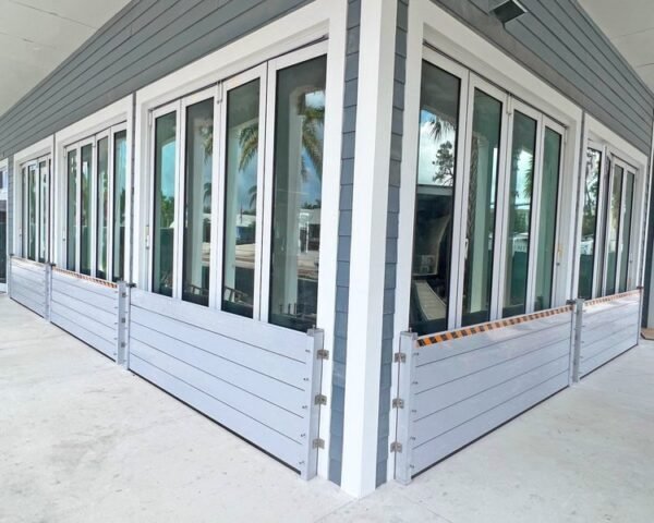 Commercial flood barrier installation in Fort Lauderdale storefront near Las Olas Boulevard